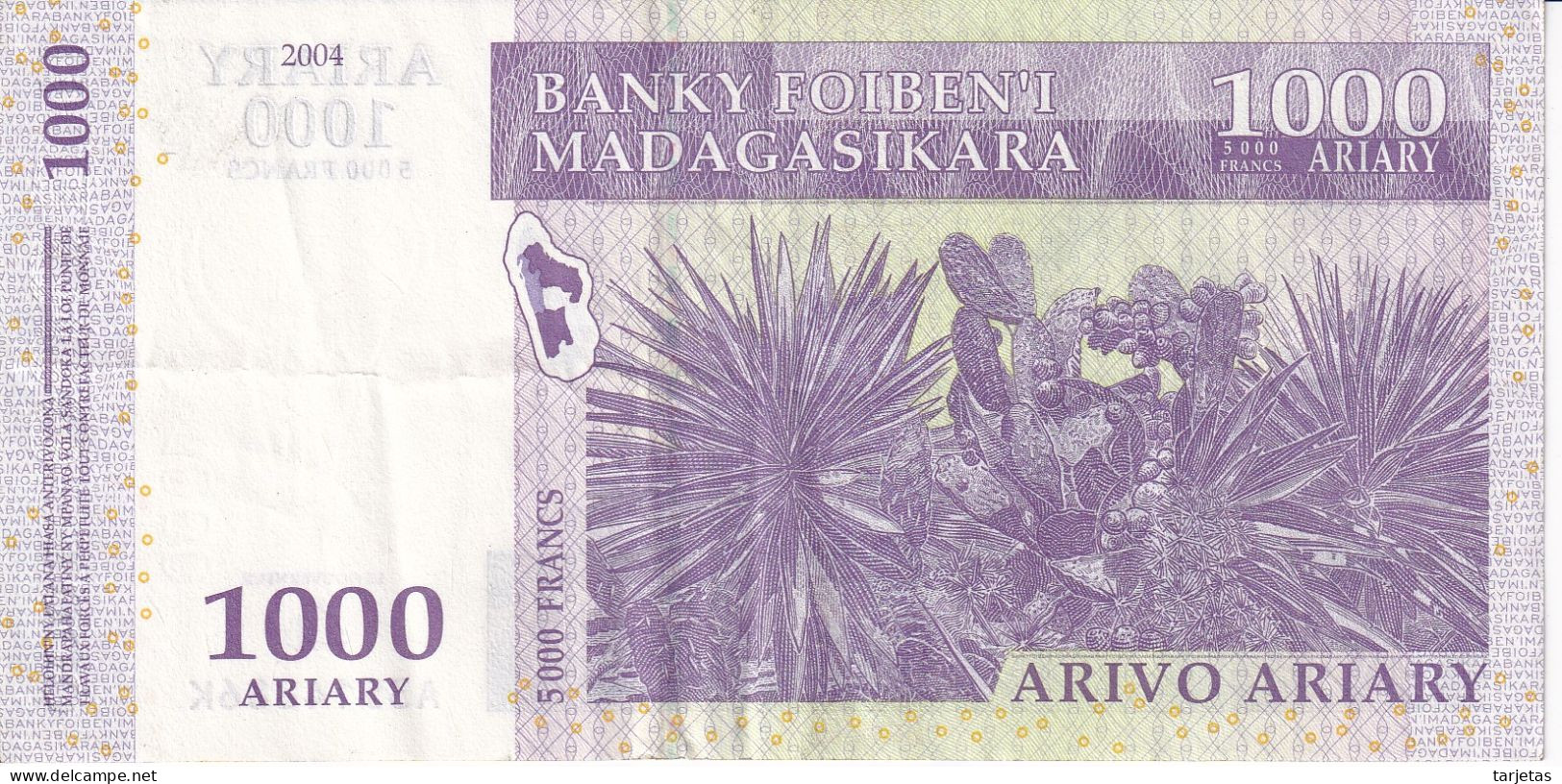 BILLETE DE MADAGASCAR DE 1000 ARIARY DEL AÑO 2004 (BANKNOTE) LEMUR - Madagascar