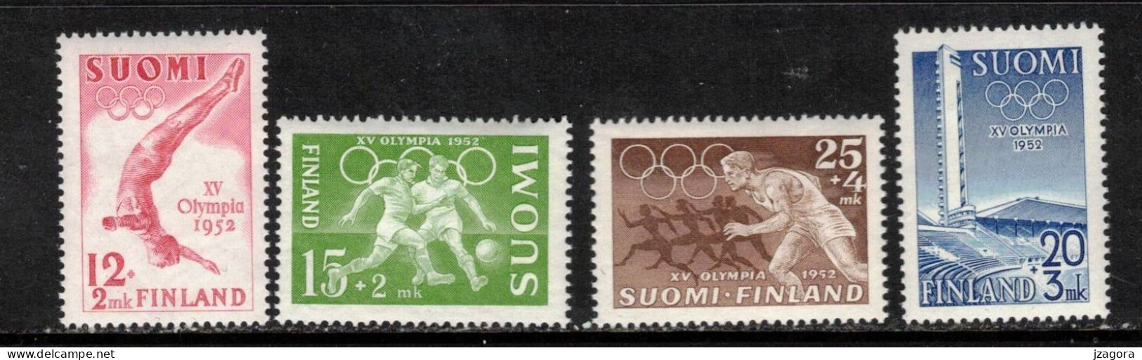 OLYMPIC GAMES JEUX OLYMPIQUES OLYMPISCHE SPIELE 1952 STADION HELSINKI FINLAND 1951 MI 399 - 402 SC B110 - B 113 MH(*) - Summer 1952: Helsinki