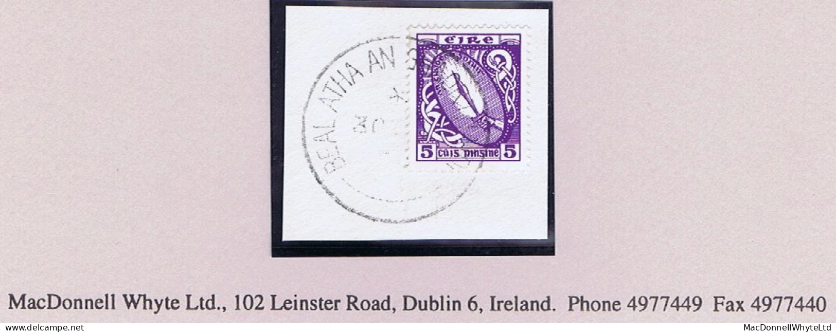 Ireland 1966 Photogravure 5d Sword, Booklet Printing With Uneven Shading, Fine Used On Piece - Usati