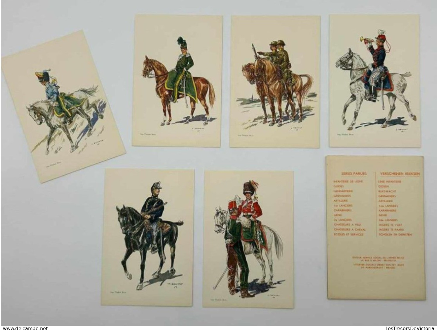Cartes Postales Anciennes - J.demart - Chasseurs A Cheval - Costumes Militaires Belges - Lot De 5 Cpa - Uniformi