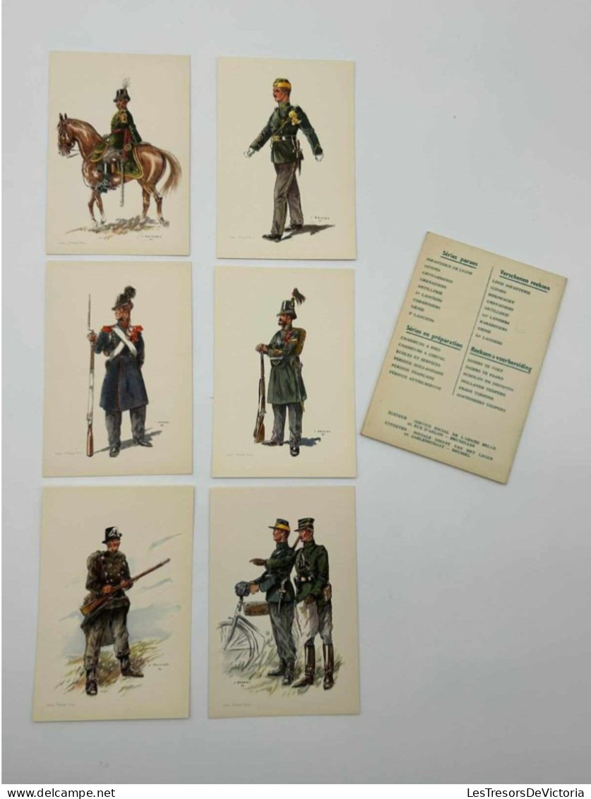 Cartes Postales Anciennes - J.demart - Carabiniers - Costumes Militaires Belges - Lot De 6 Cpa - Uniformi