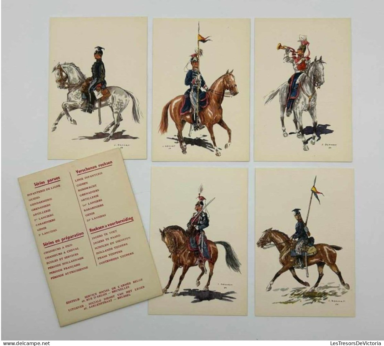 Cartes Postales Anciennes - J.demart - 1e Lanciers - Costumes Militaires Belges - Lot De 5 Cpa - Uniformi