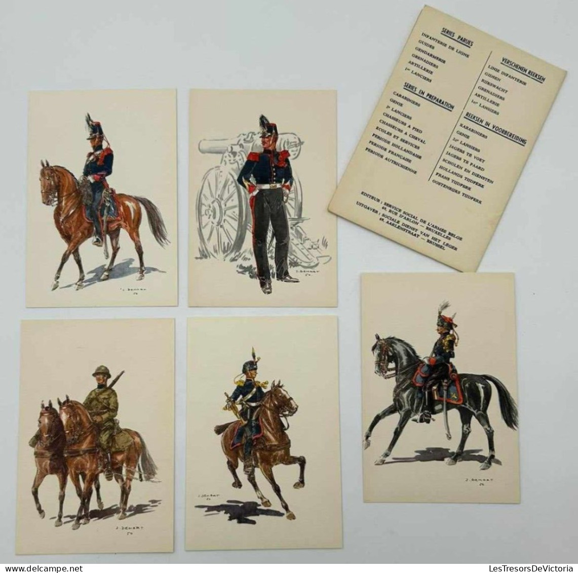 Cartes Postales Anciennes - J.demart - Artillerie - Costumes Militaires Belges - Lot De 5 Cpa - Uniformi
