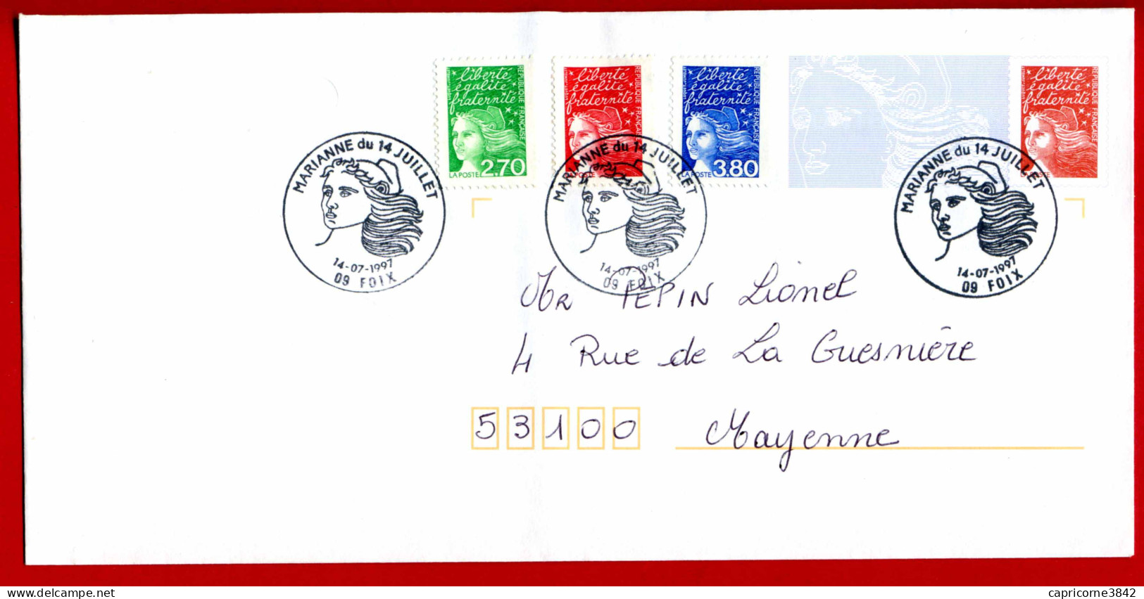 1997 - 1er Jour De Sortie Du Timbre MARIANNE DE LUQUET - Tp N° 3091 - 3083 - 3093 Sur Enveloppe PAP De Luquet - 1990-1999
