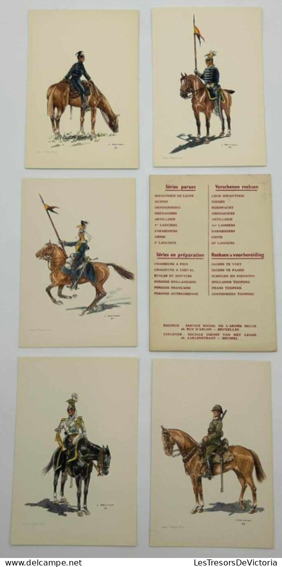 Cartes Postales Anciennes - J.demart - Guides - Costumes Militaires Belges - Lot De 5 Cpa - Uniformi