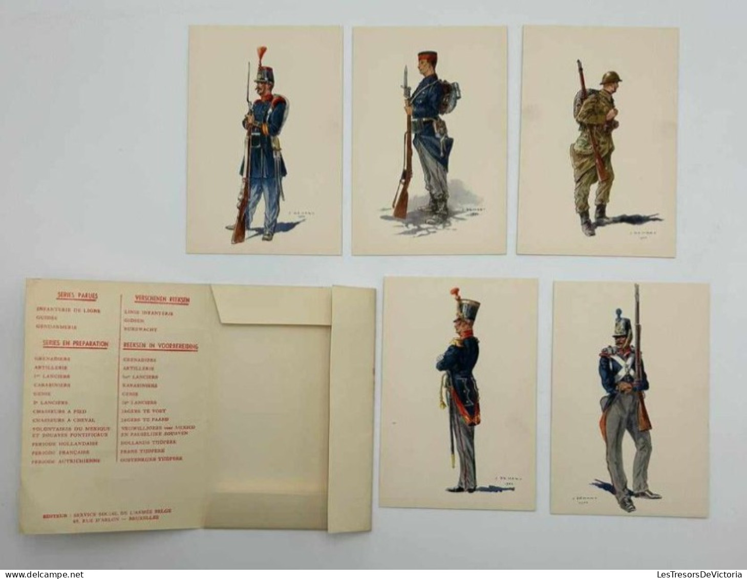 Cartes Postales Anciennes - J.demart - Infanterie De Ligne - Costumes Militaires Belges - Lot De 5 Cpa - Uniformes