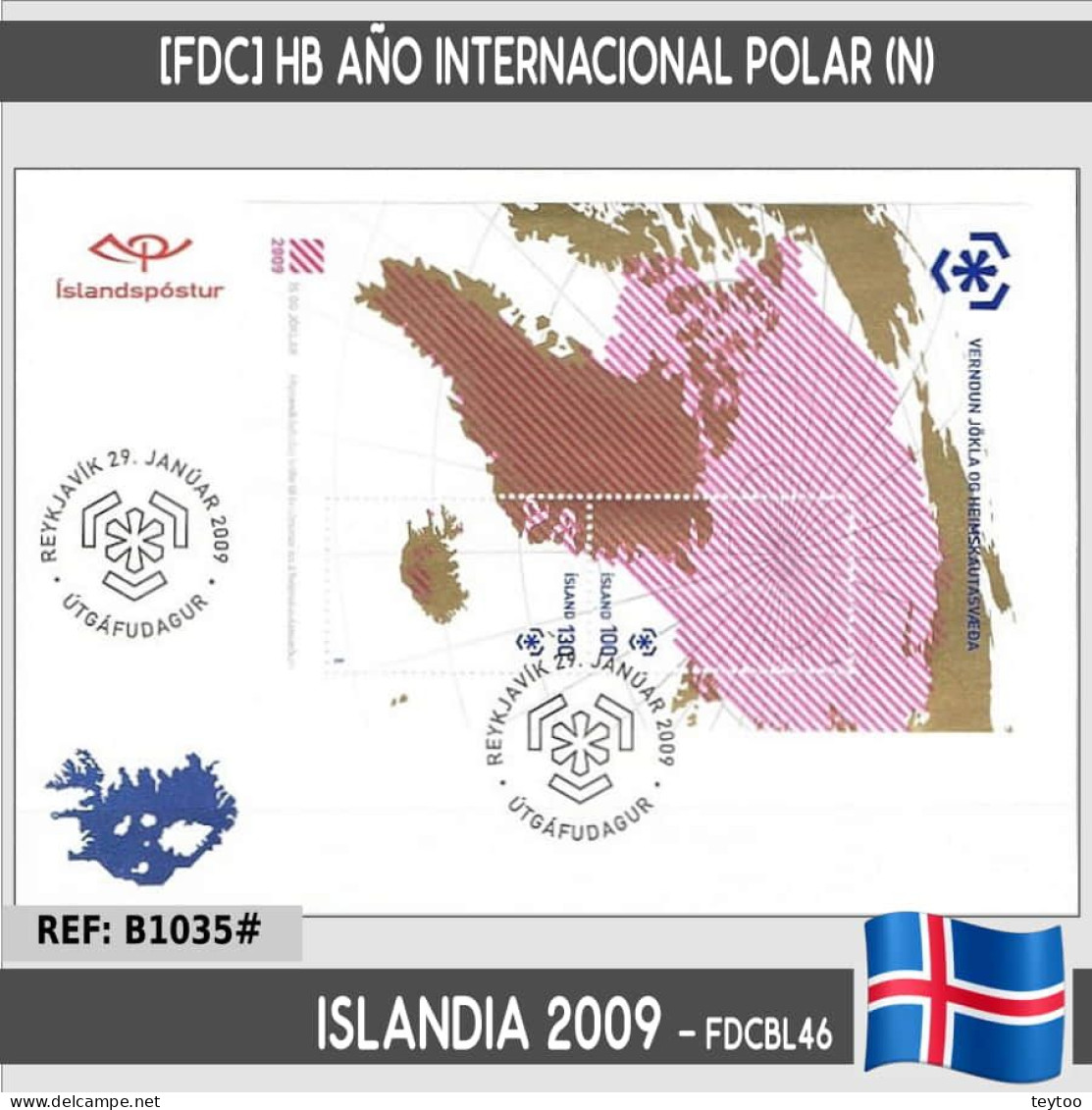 B1035# Islandia 2009 [FDC] HB Año Internacional Polar (N) - FDC