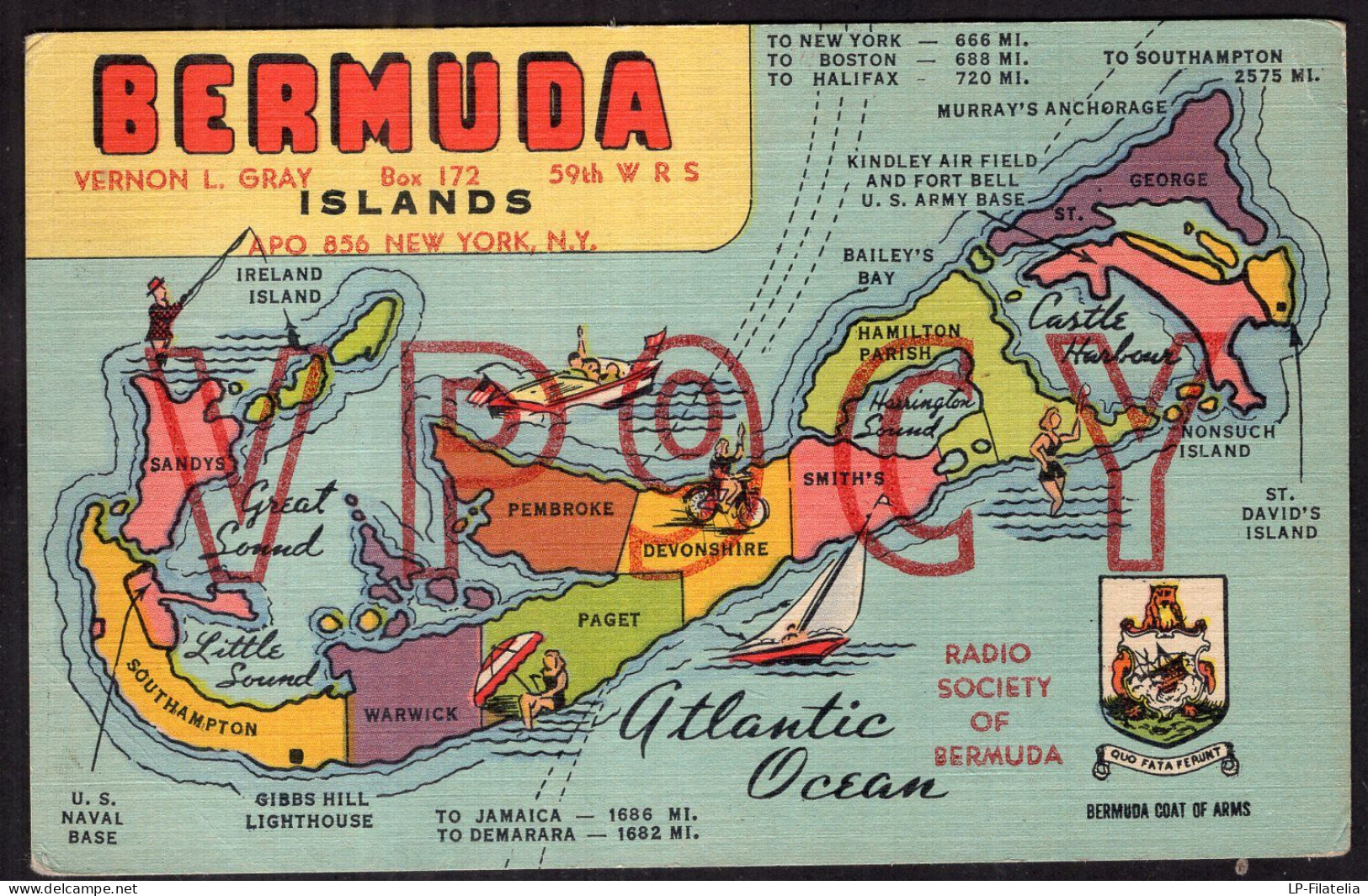 Bermuda - 1957 - Bermuda Map - QSL Card - Bermuda