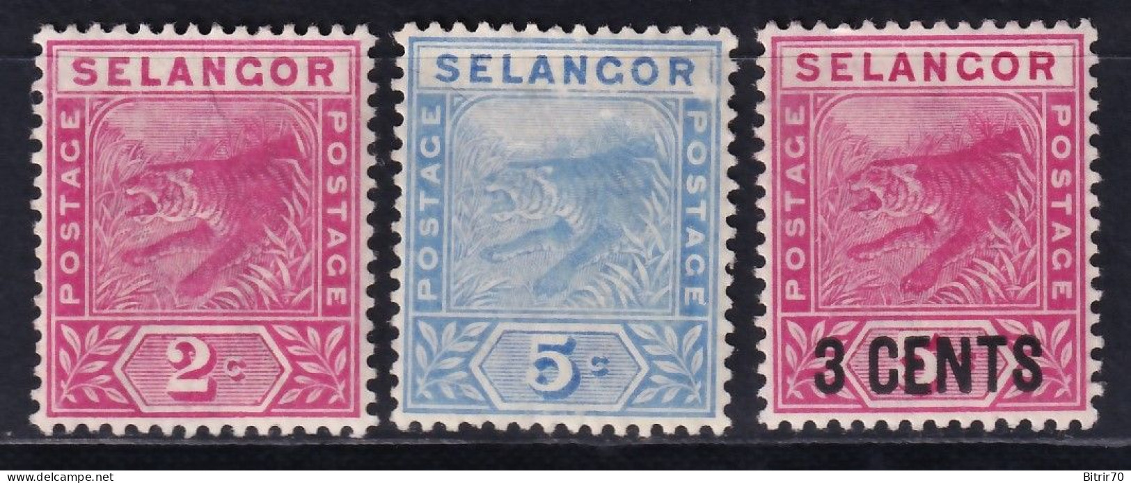 Selangor. 1891-05  Y&T. 10, 11, 12,  MH - Selangor