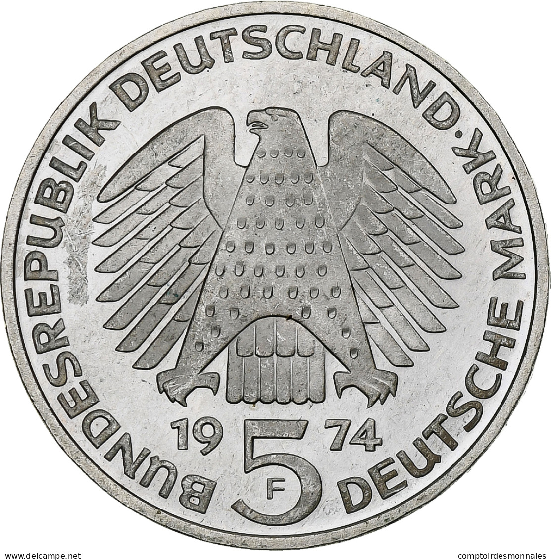 Monnaie, République Fédérale Allemande, 5 Mark, 1974, Stuttgart, Germany - Gedenkmünzen