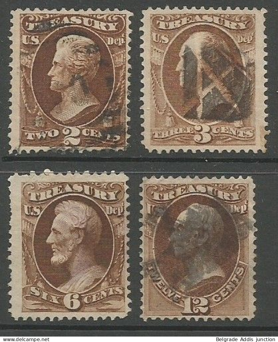 USA Official Scott #O73-O75 & O78 Treasury 4 Stamps Used 1873 - Servizio