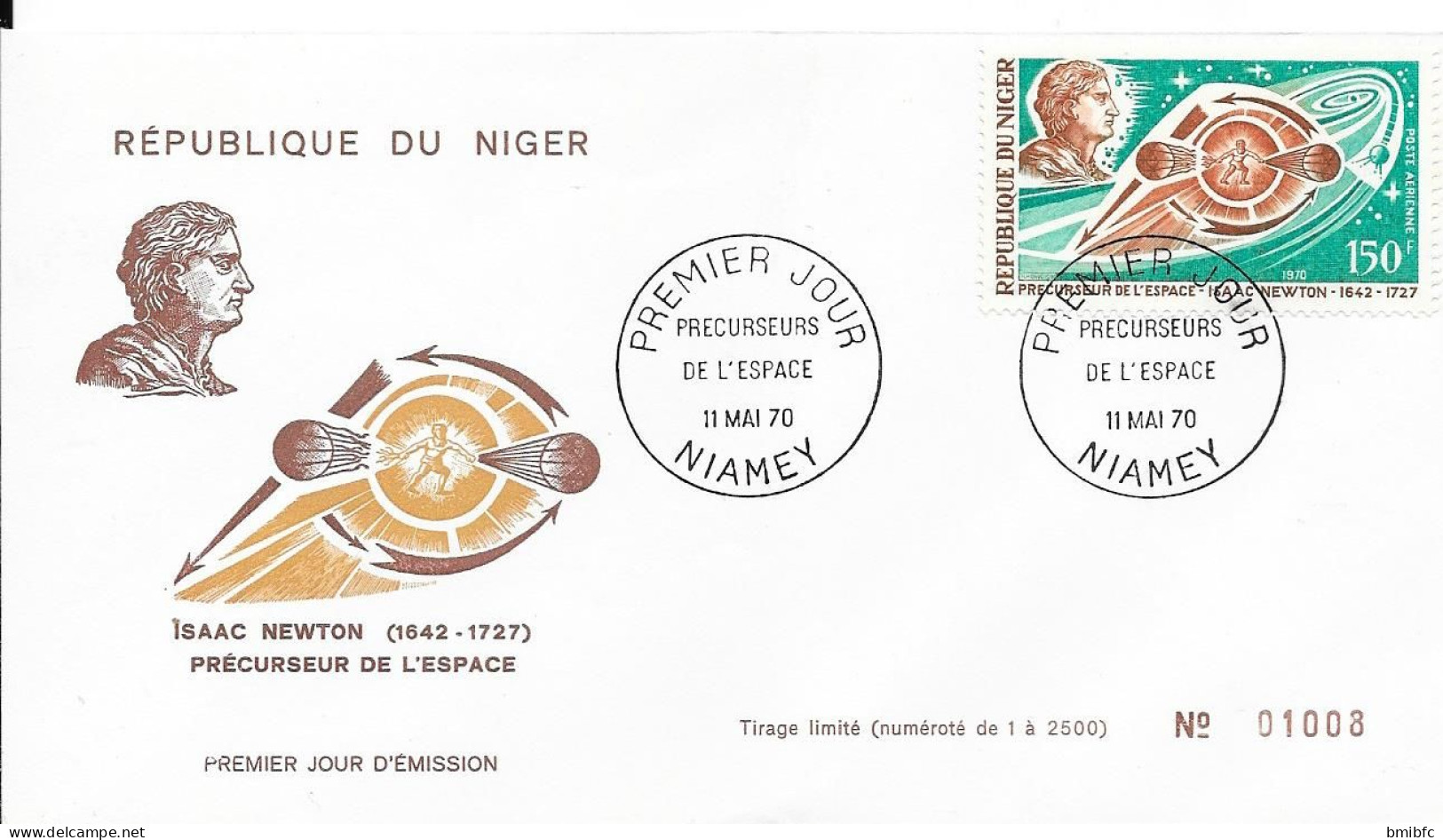 RÉPUBLIQUE DU NIGER  - NIAMEY - PRÉCURSEURS DE L'ESPACE 11 MAI 70 - GALILÉE - ADER- NEWTON-DE VINCI-DE MONTGOLFIER - Africa