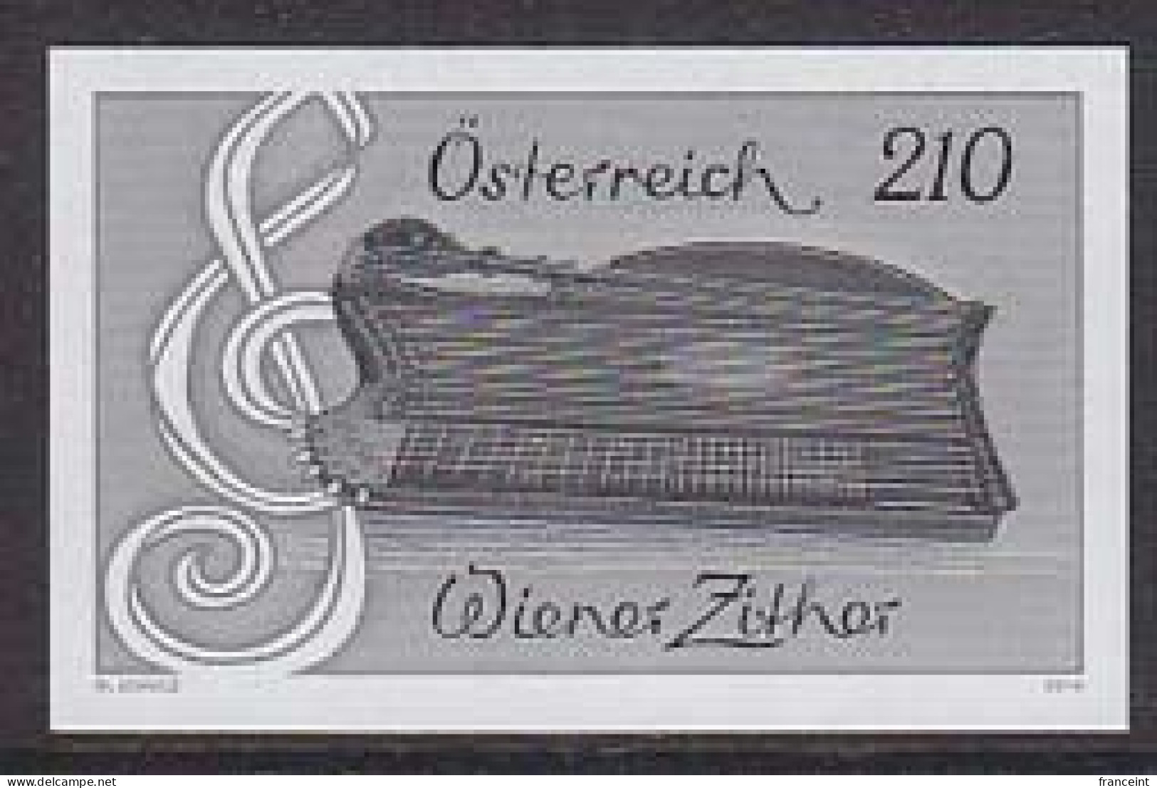 AUSTRIA(2019) Vienna Zither. Black Print. - Proofs & Reprints