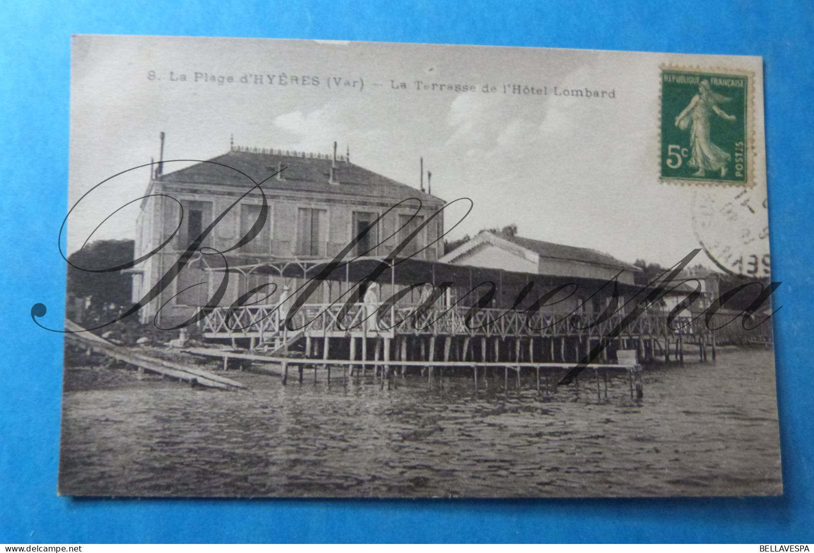 La Plage -Hyéres La Terrasse De L'hotel Lombard  1919-D08 - Hyeres