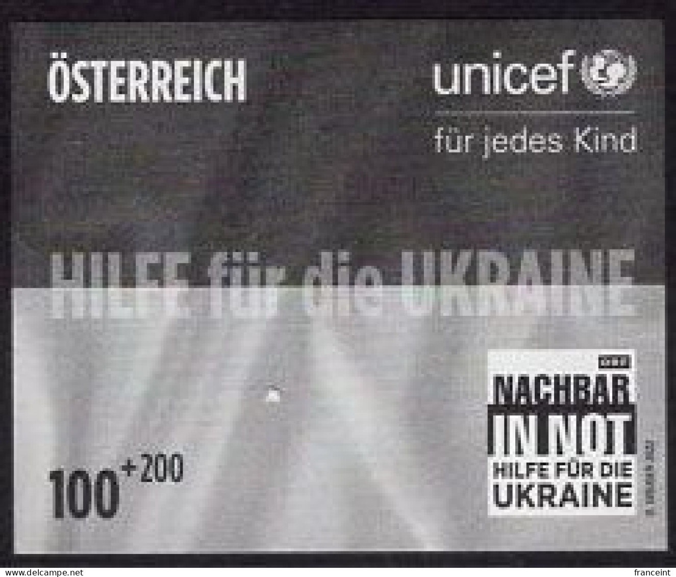 AUSTRIA(2022) Peace In Ukraine. Black Print. - Proofs & Reprints