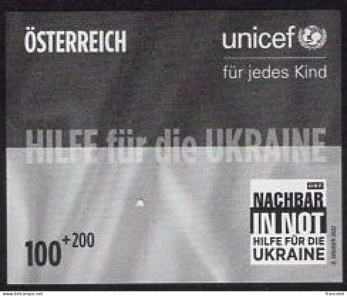 AUSTRIA(2022) Peace In Ukraine. Black Print. - Probe- Und Nachdrucke