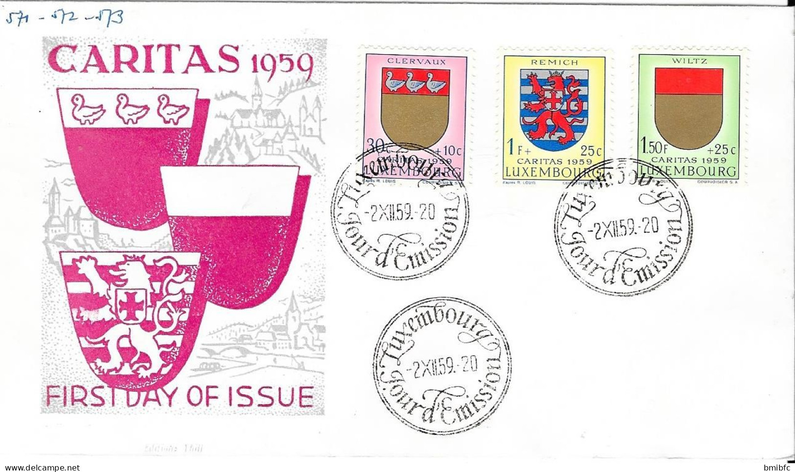 LUXEMBOURG CARITAS 1959 - CLERVAUX - REMICH- WILTZ   2 XII 59 - Omslagen