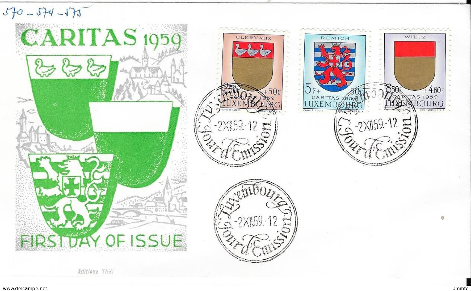 LUXEMBOURG CARITAS 1959 - CLERVAUX - REMICH- WILTZ   2 XII 59 - Covers