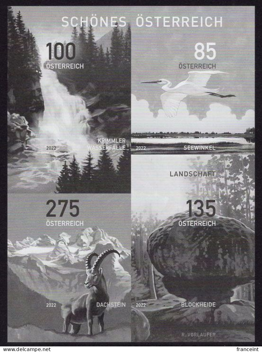 AUSTRIA(2022) Austrian Landscapes. Black Print Of S/S. - Ensayos & Reimpresiones