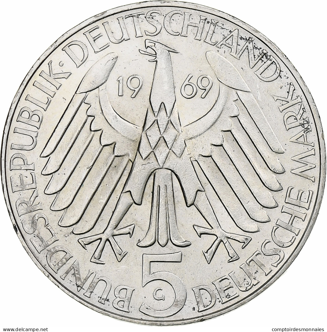 Monnaie, République Fédérale Allemande, 5 Mark, 1969, Karlsruhe, Germany, BE - Commemorations