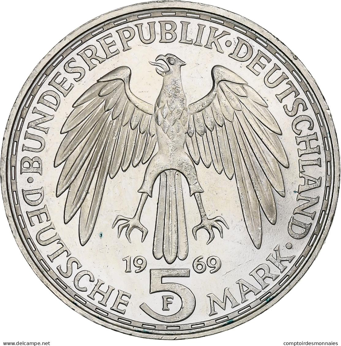 Monnaie, République Fédérale Allemande, 5 Mark, 1969, Stuttgart, Germany, BE - 5 Marcos