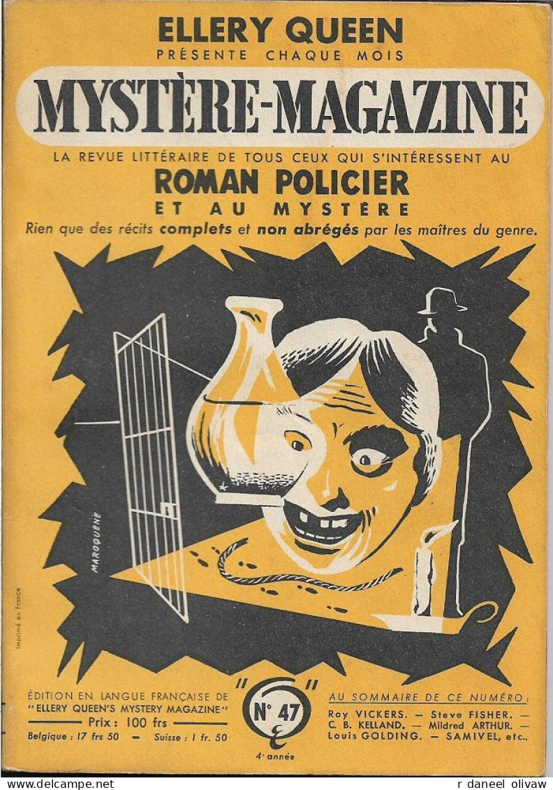 Mystère Magazine N° 47, Décembre 1951 (TBE) - Opta - Ellery Queen Magazine