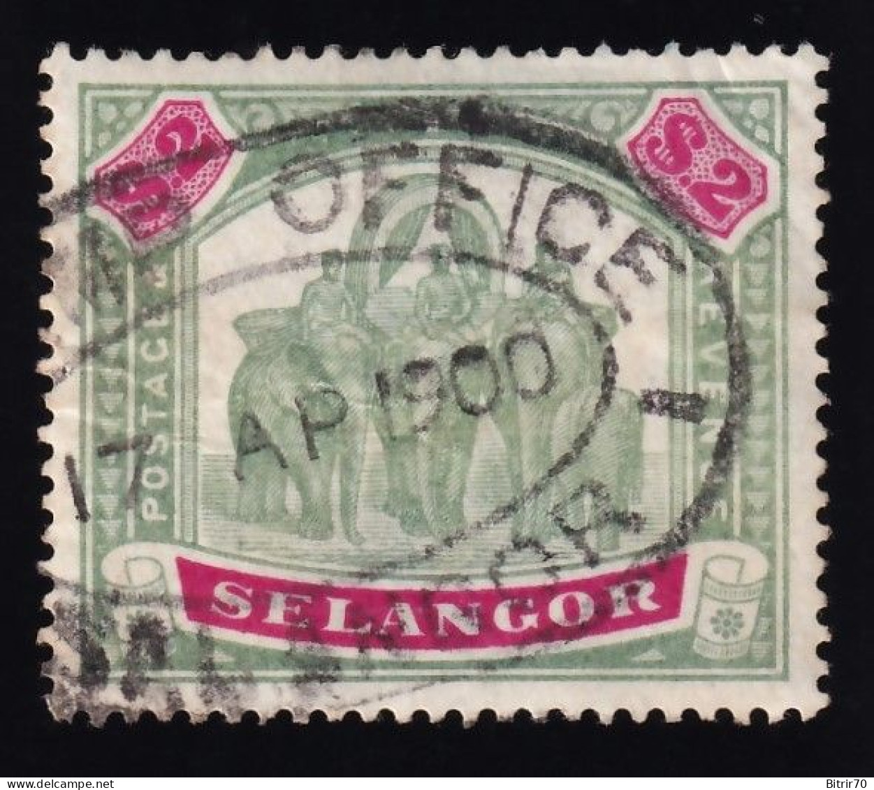 Selangor. 1895 Y&T. 21, 2$ Verde Y Carmín. - Selangor