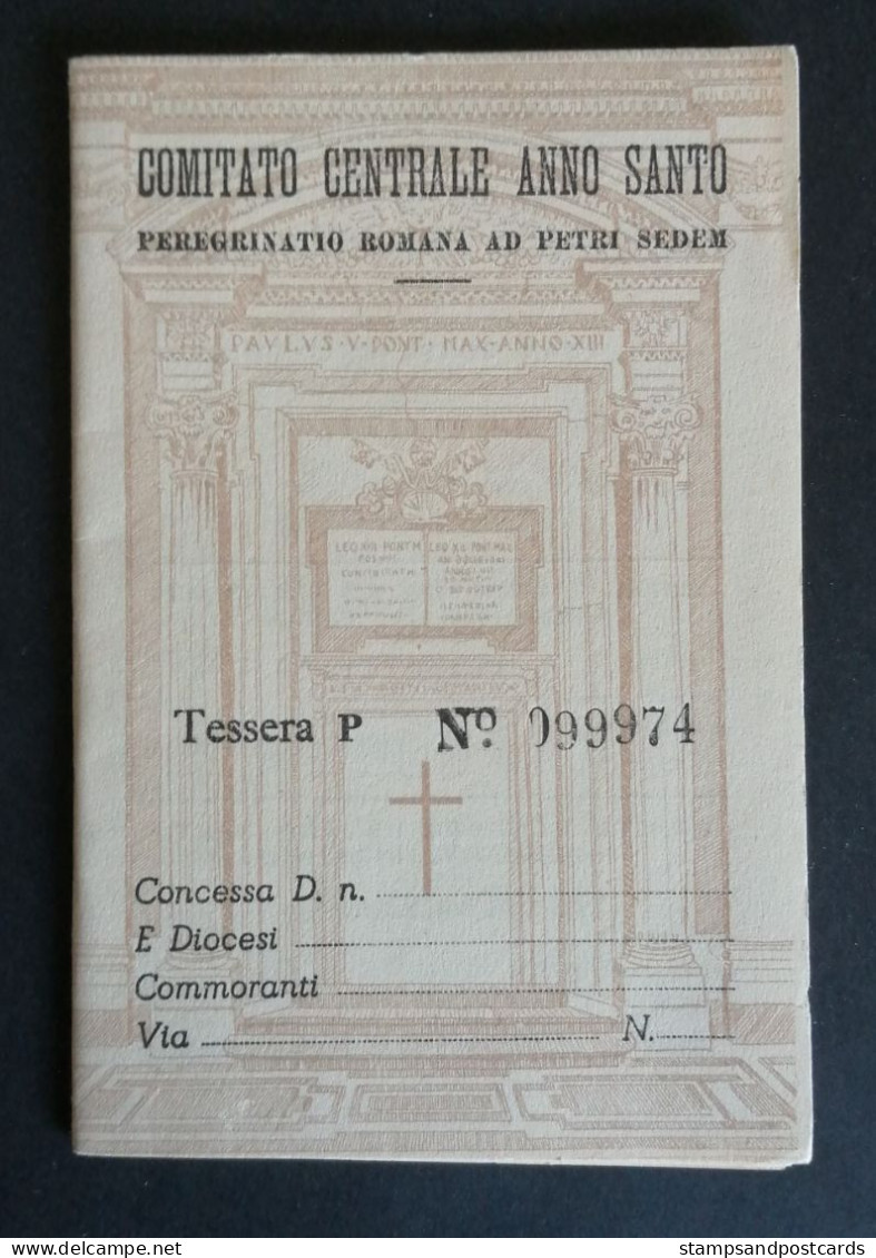 Carte Billet Pèlerin Chemin De Fer Bateau Avion Année Sainte 1950 Pilgrim Ticket Railway Boat Plane Italie Italia Italy - Europa