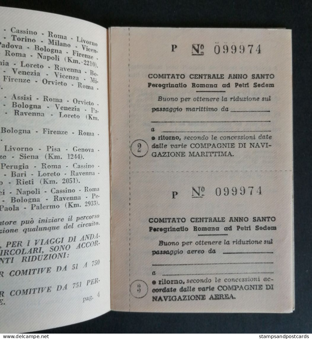 Carte Billet Pèlerin Chemin De Fer Bateau Avion Année Sainte 1950 Pilgrim Ticket Railway Boat Plane Italie Italia Italy - Europe