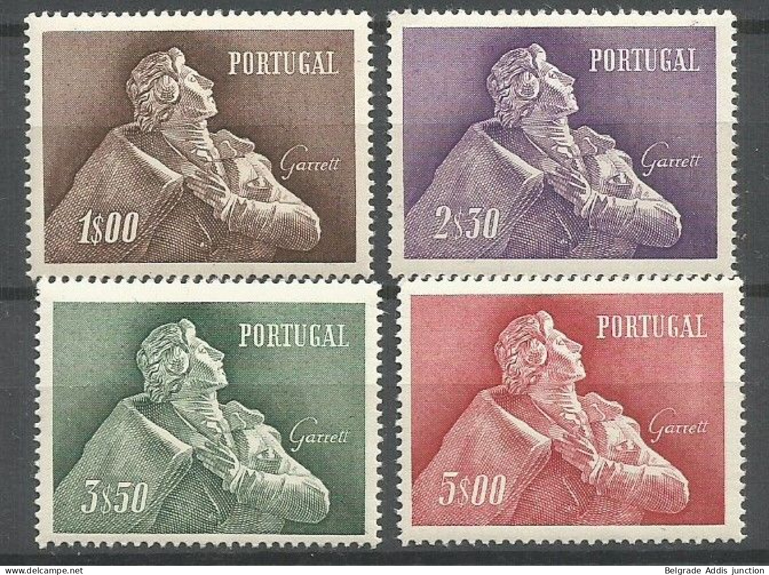 Portugal Afinsa 827/30 Complete Set MNH / ** 1957 Almeida Garrett Cat.Val.: 280,00€ - Nuevos