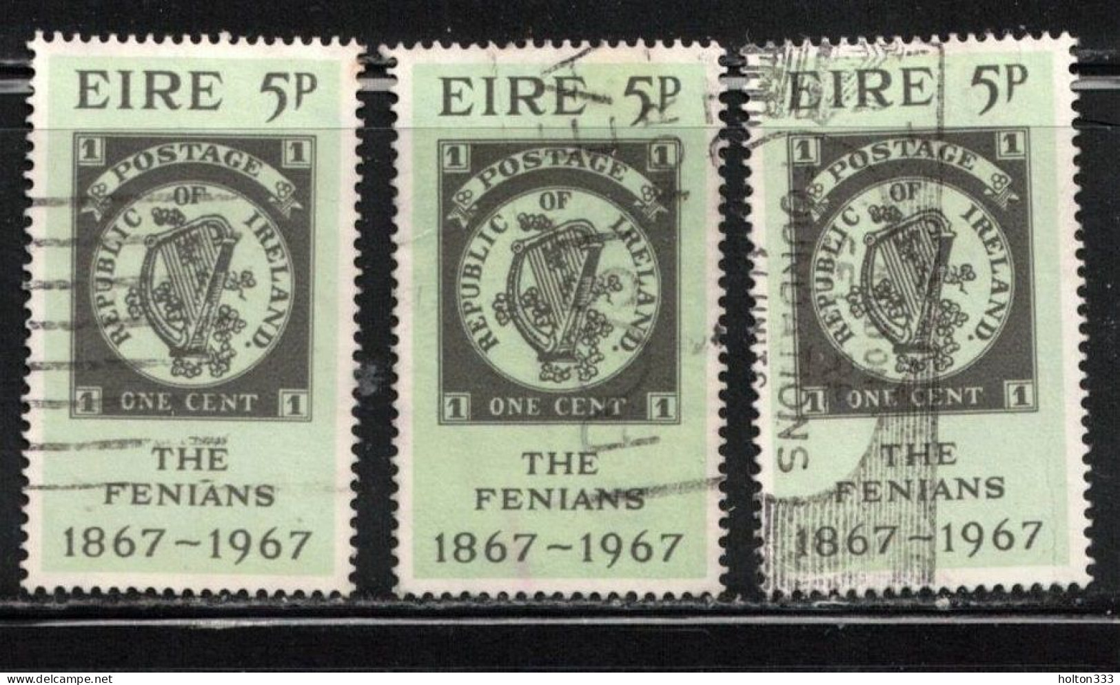 IRELAND Scott # 238 Used X 3 - Centenary Of Fenian Rising - Usados