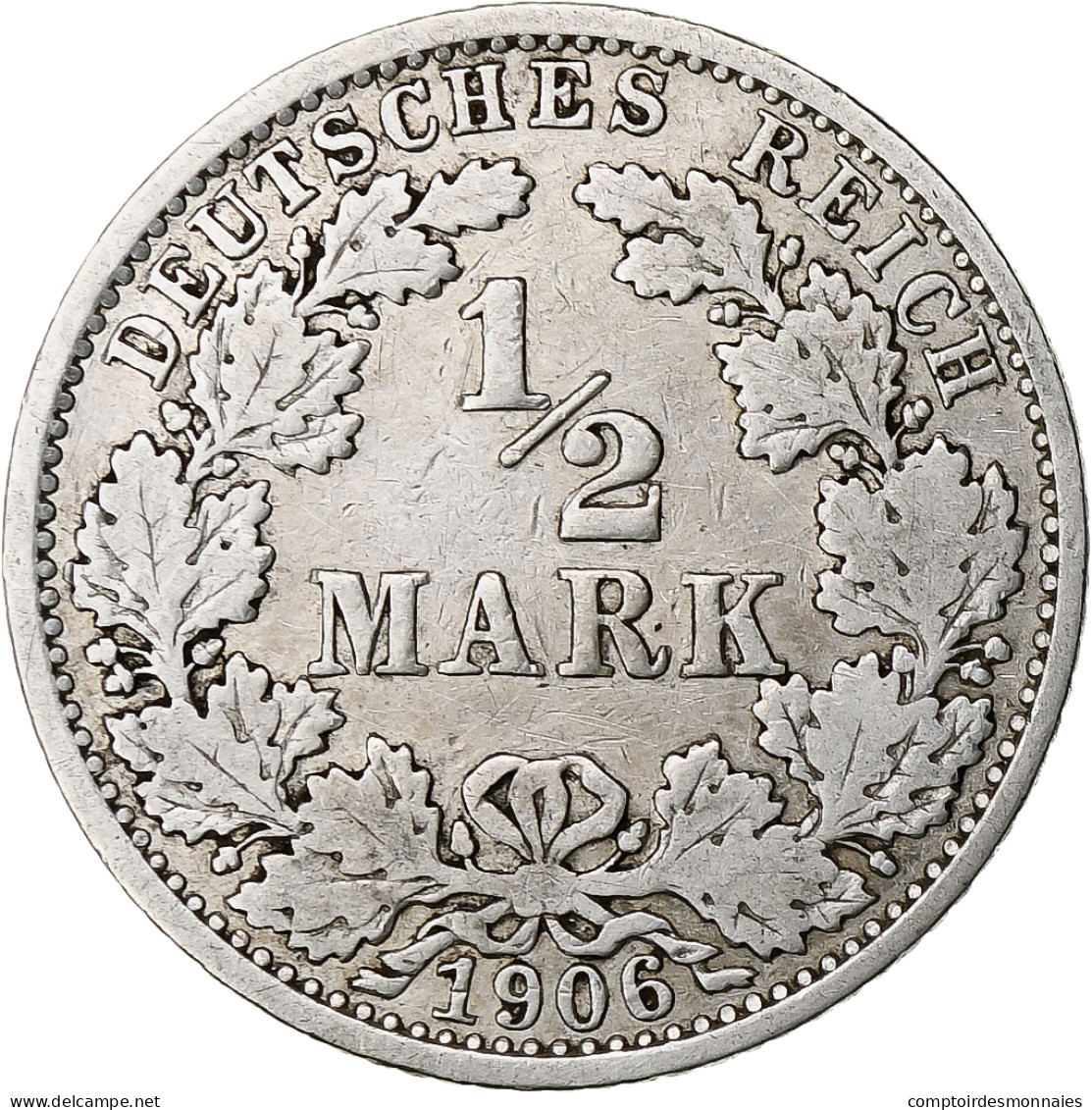 Monnaie, GERMANY - EMPIRE, 1/2 Mark, 1906, Berlin, TTB, Argent, KM:17 - 1/2 Mark