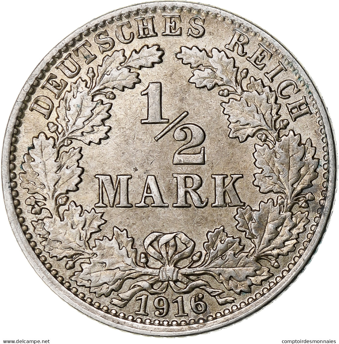 Empire Allemand, 1/2 Mark, 1916, Hambourg, Argent, SUP, KM:17 - 1/2 Mark