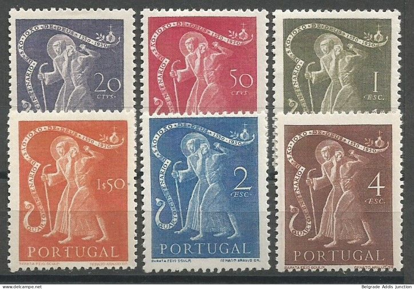 Portugal Afinsa 723/28 Complete Set MH / * 1950 S.Joao De Deus CV: 110,00€ - Nuevos