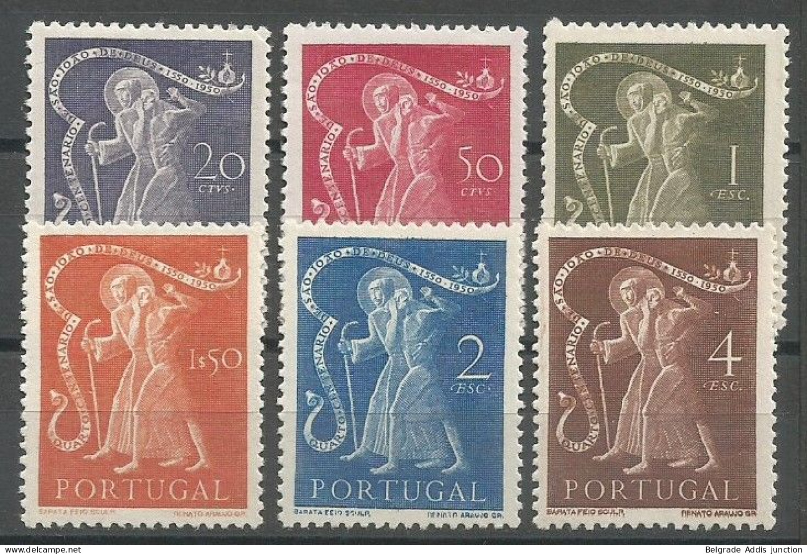 Portugal Afinsa 723/28 Complete Set MH / * 1950 S.Joao De Deus CV: 110,00€ - Nuevos