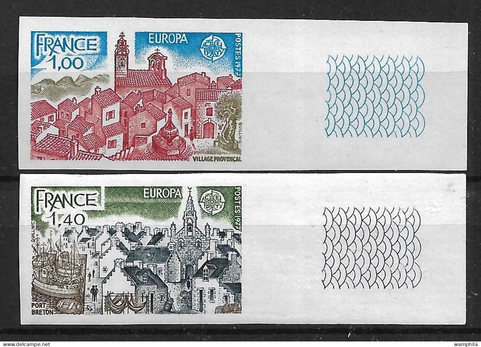 France N°1928/29a** Non Dentelé. Europa 1977.Village Provençale, Port Breton, Cote 95€ - 1971-1980