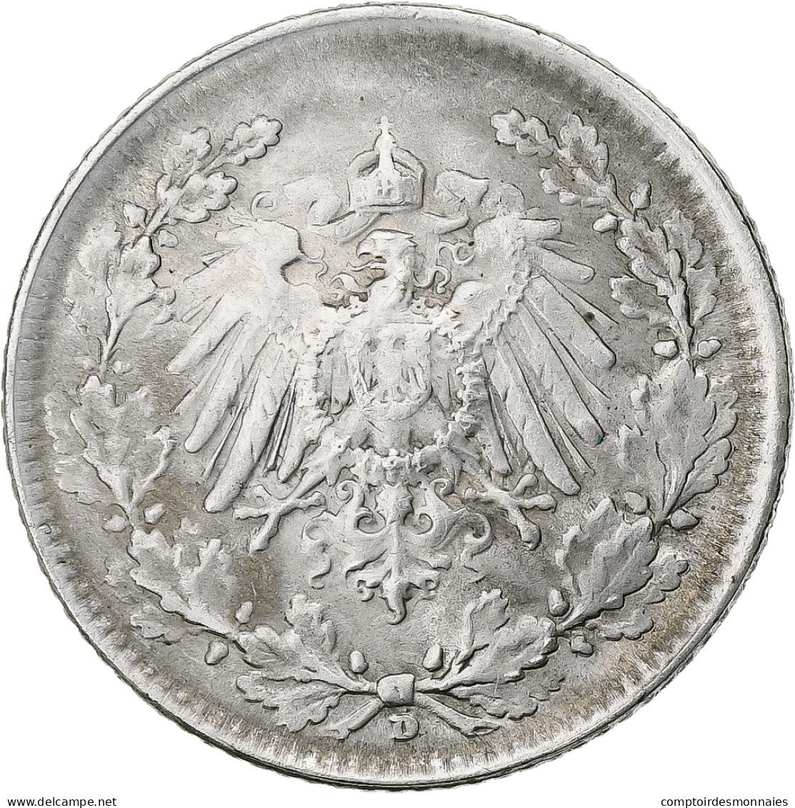 Monnaie, GERMANY - EMPIRE, 1/2 Mark, 1919, Munich, TTB, Argent, KM:17 - 1/2 Mark