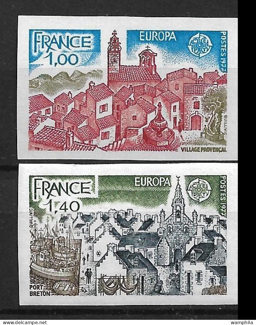 France N°1928/29a** Non Dentelé. Europa 1977.Village Provençale, Port Breton, Cote 95€ - 1971-1980