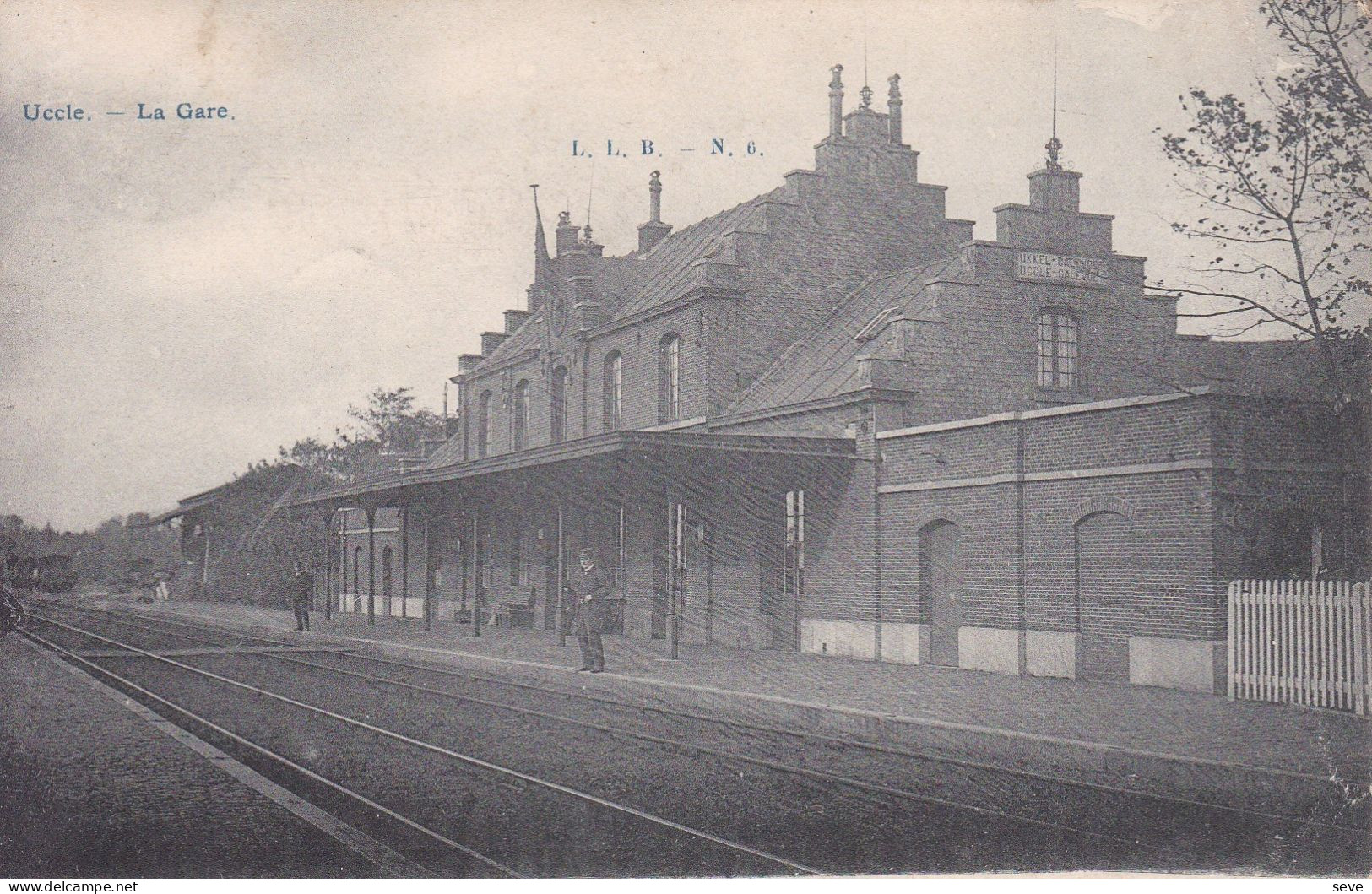 UCCLE La Gare Postée En 1908 Vers Liège - Transport (rail) - Stations