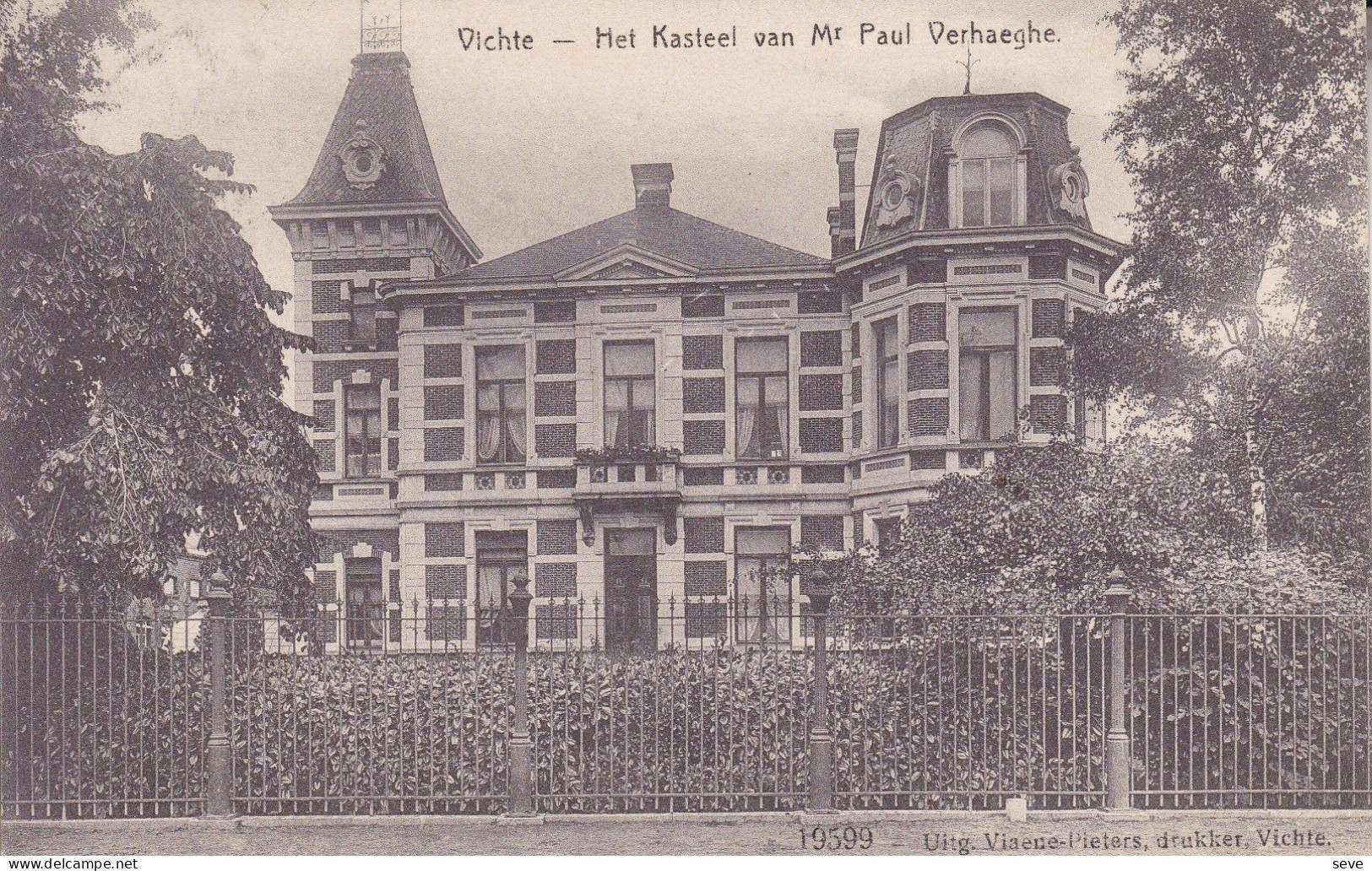 VICHTE Het Kasteel Van Mr Paul VERHAEGHE Carte Postée Vers Schaerbeek En 1910 - Anzegem