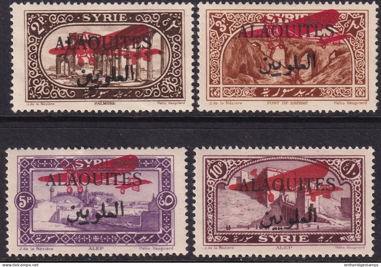 Alaouites 1926 Sc C9-12 Yt PA9-12 Air Post Set MH* - Unused Stamps