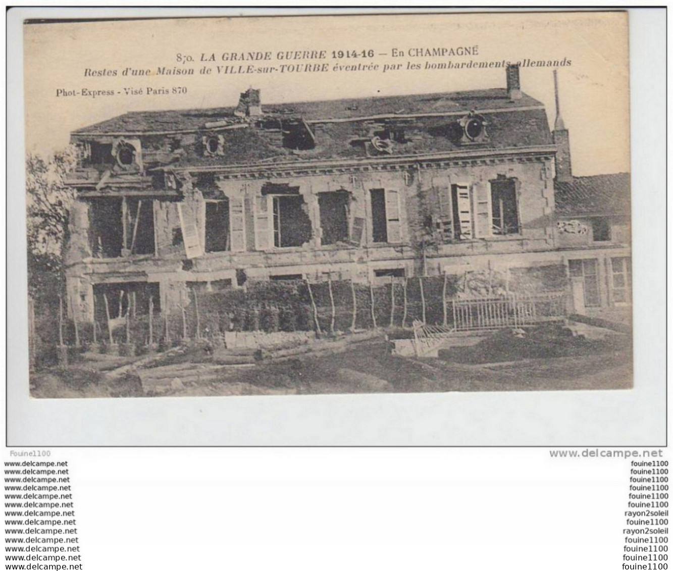 Carte De  Ville Sur Tourbe  Ruines D' Une Maison ( Guerre )  ( Recto Verso ) - Ville-sur-Tourbe