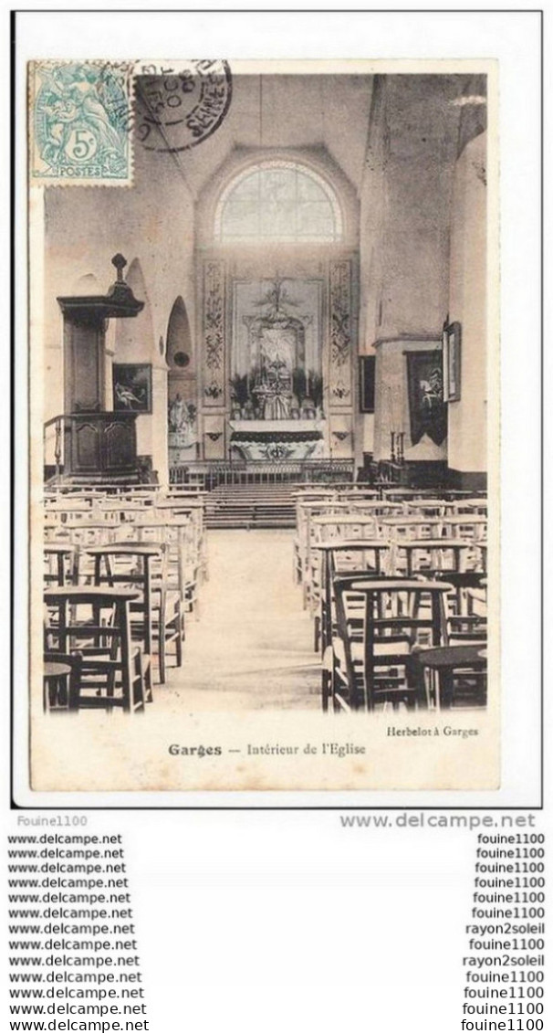 Carte De GARGES  Intérieur De L' église ( Colorisée ) ( Recto Verso ) - Garges Les Gonesses