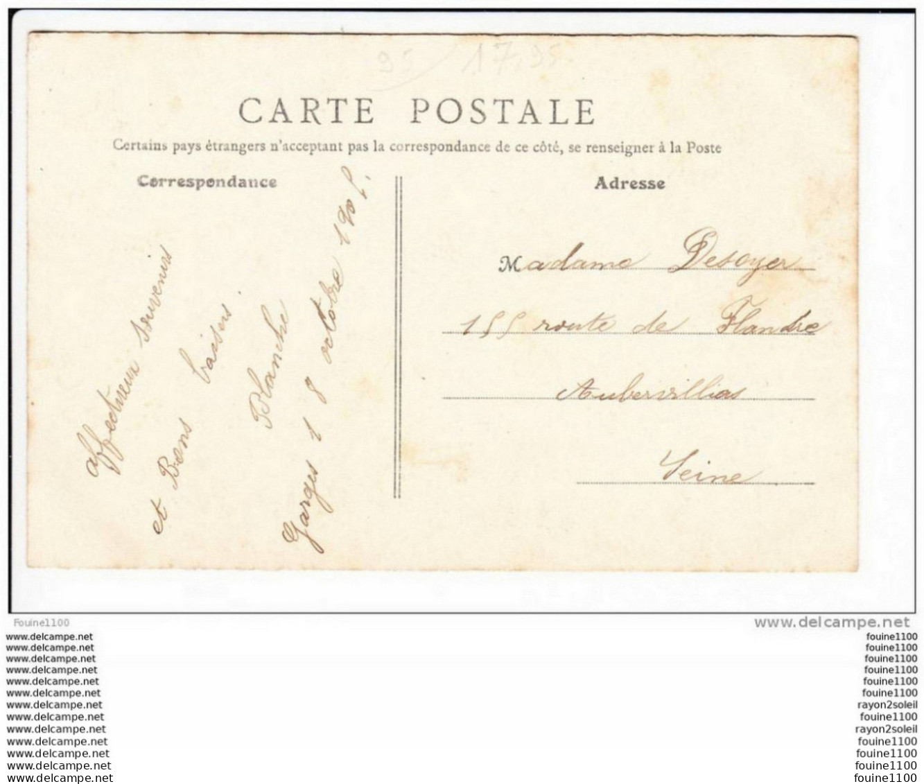 Carte De GARGES  Intérieur De L' église ( Colorisée ) ( Recto Verso ) - Garges Les Gonesses