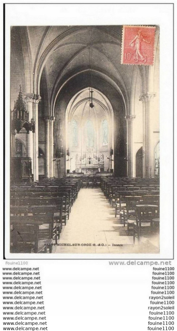 Carte  De Saint Michel Sur Orge Intérieur De L' église ( Un Peu Colorisée )( Recto Verso ) - Saint Michel Sur Orge