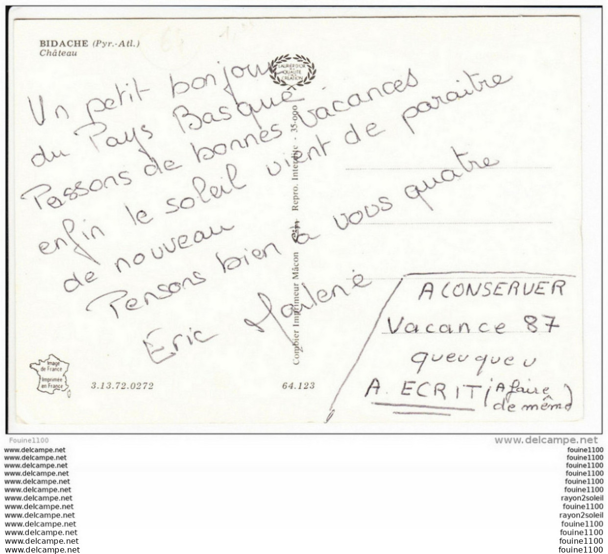 Carte ( Format 15 X 10,5 Cm )  De  Bidache  Château   ( Recto Verso ) - Bidache
