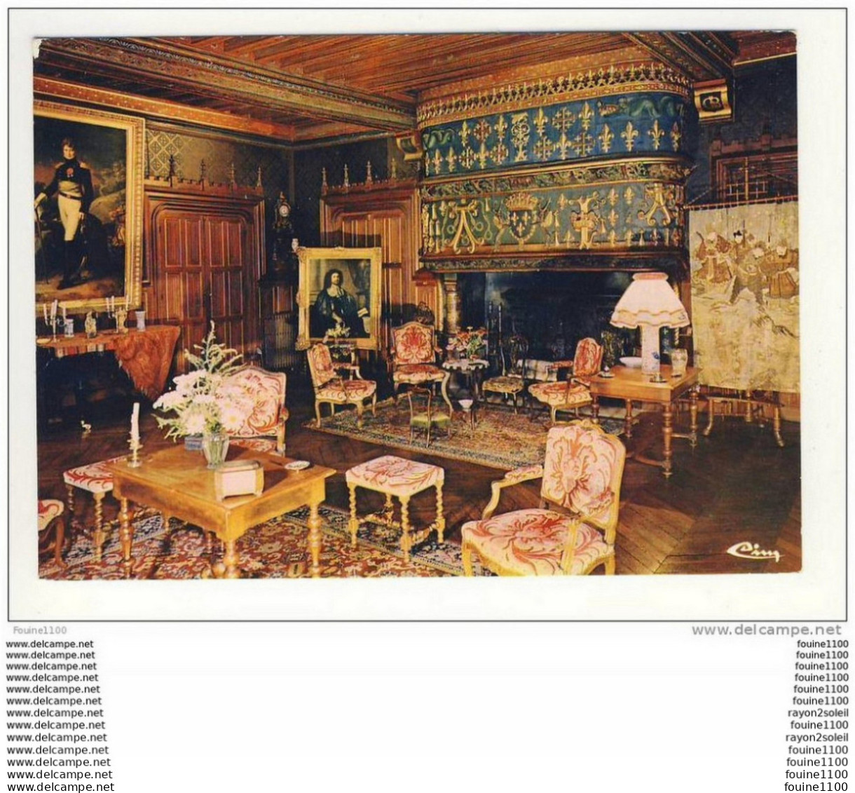 Carte D' Ainay Le Vieil Le Château ( Le Grand Salon ) Cheminée Tableau Du Grand Colbert - Ainay-le-Vieil