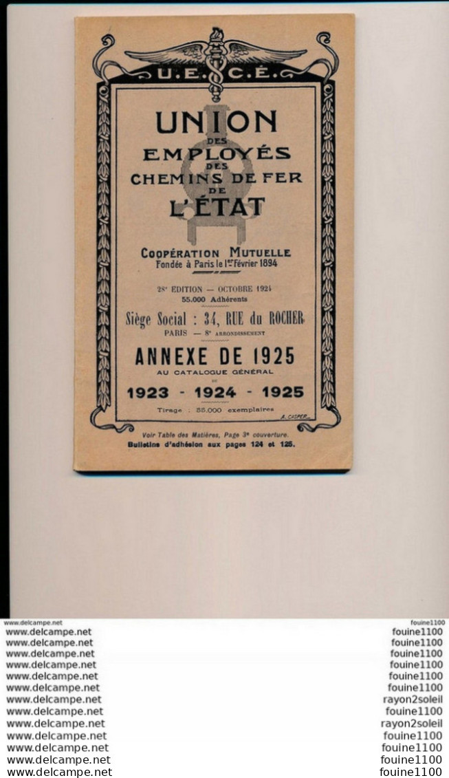 Union Des Employés Des Chemins De Fer De L'état 1925 Liste De Commerçants Avec Beaucoup De Pubs Chapellerie Dentiste Etc - Railway & Tramway