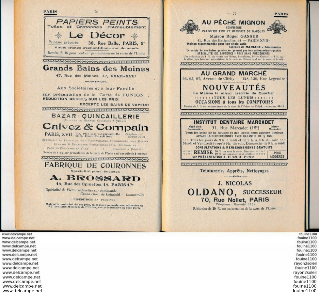 Union Des Employés Des Chemins De Fer De L'état 1925 Liste De Commerçants Avec Beaucoup De Pubs Chapellerie Dentiste Etc - Railway & Tramway