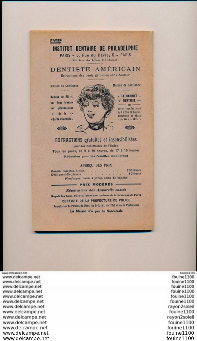 union des employés des chemins de fer de l'état 1925 liste de commerçants avec beaucoup de pubs chapellerie dentiste etc